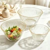 Cute glass household single fruit plate large bowl tableware factory supply new Japanese-style thickened transparent salad bowl Application Scenario